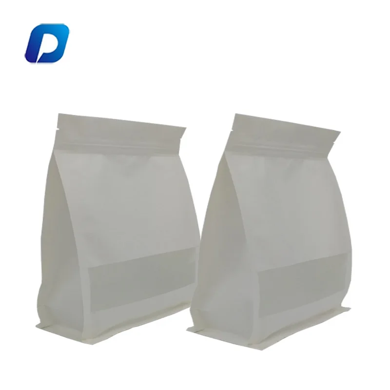 High Quality Customized Flat Bottom White Kraft Paper Bag With Window ...