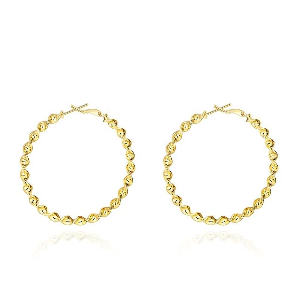 

latest gold round jewelry design spiral hoop earrings, Gold ,customized color