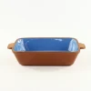 Customized terracotta tableware glazed square oven baking dish with handles