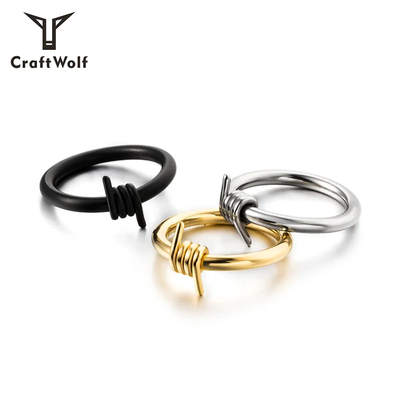 

Craft Wolf Fashion Men Jewellery 316L Stainless Steel Simple Four-coil Ring for Party, Steel,gold,black