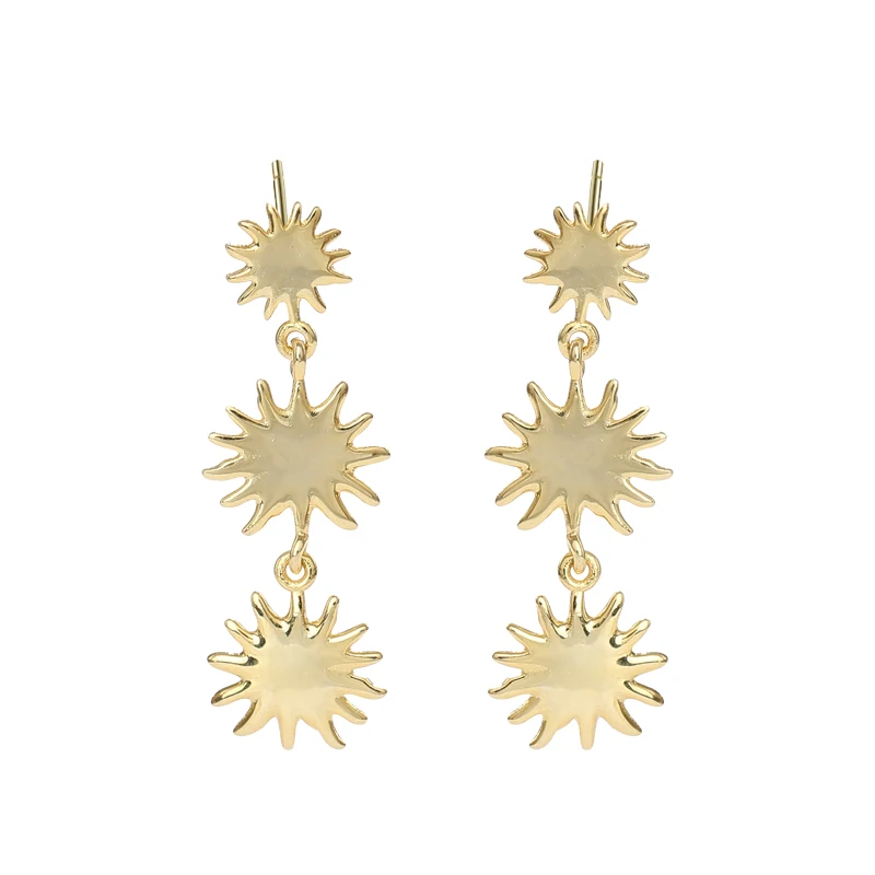 

Damila custom Jewelry gold plating flower sun sunflower star 925 silver dangle earrings E1801