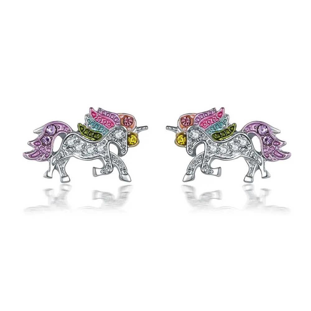 

Fashion hot new ladies Valentine's Day colorful unicorn cartoon earrings birthday party jewelry accessories