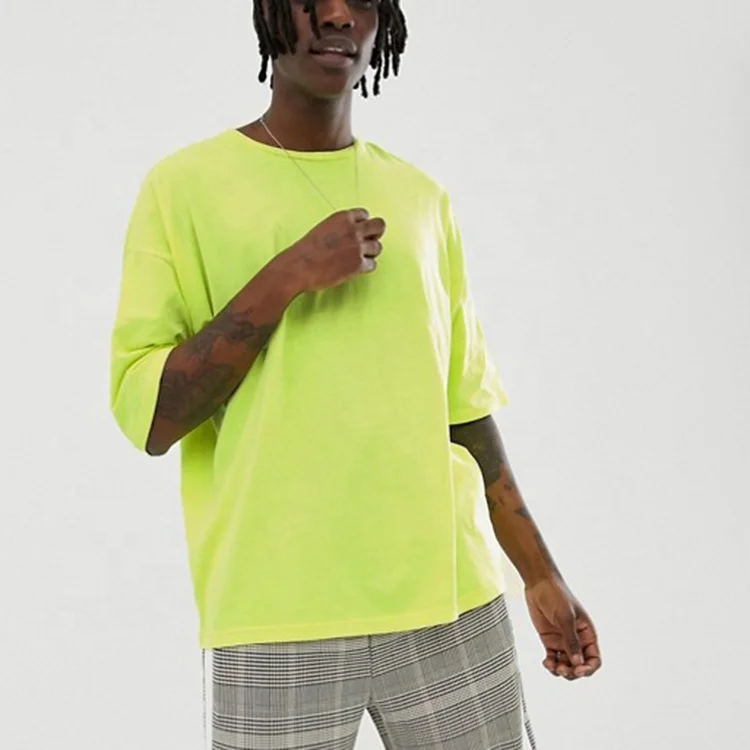 

OEM Wholesale 100% Cotton Half Sleeve Mens Neon Oversized tshirt Green
