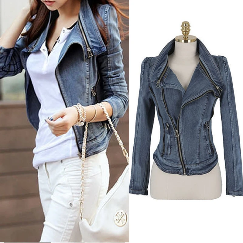 

High quality fashion girl short blue coat embroider jeans wear lady denim jacket