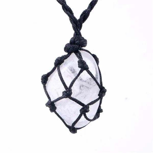 

Irregular Retro Stone Pendant Macrame Pink Stone Jewelry Pastel Hippie Hemp Wrapped Crystal Necklace, N/a