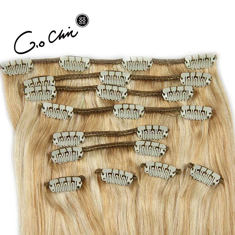 

Hot Sell Customized Clip In Human Hair Extension Blonde Russian Virgin Hair Clip On Extension, N/a
