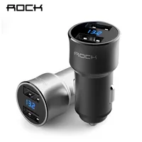 

ROCK Dual USB Car Charger Digital LED Display Mobile Phone Car charger Fast Charging Voltage Monitoring For iPhone Samsung