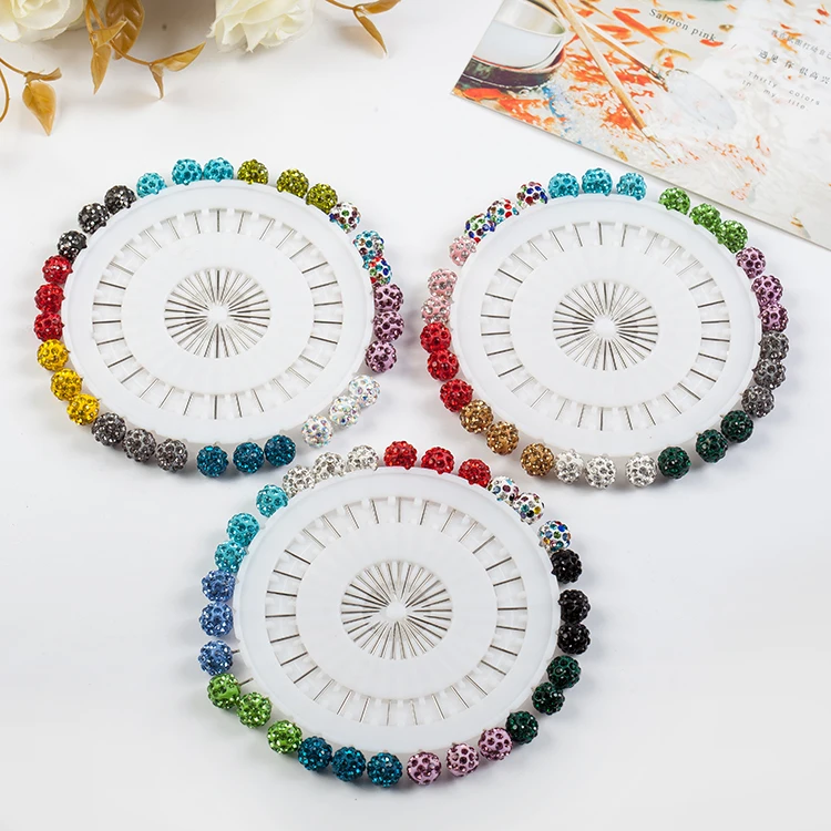 

Muslim Multi-Use Scarf Brooch Round Hijab Pin Pack of 30- Safety PIN, 6 colors as photo