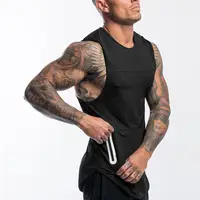 

New Quick Dry Fitness Clothes Longline Vest Extreme Racer Back Men Fashion Sport Tank Top Men