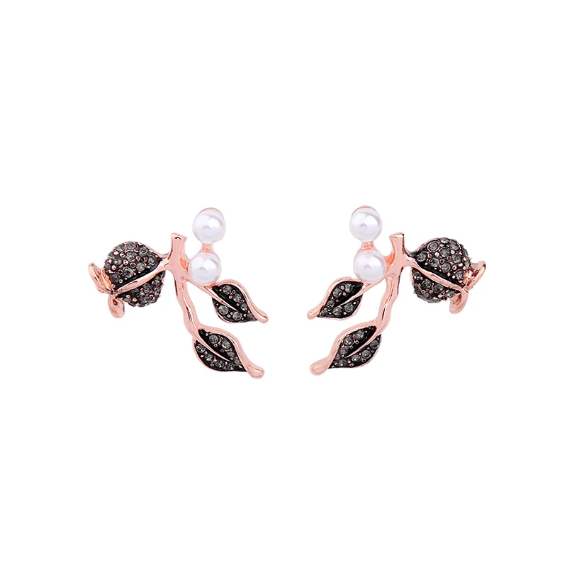 

ed00367b Lovely Rose Gold Earrings, Women Fashion Wholesale Jewelry Branch Small Pearl Earrings Stud