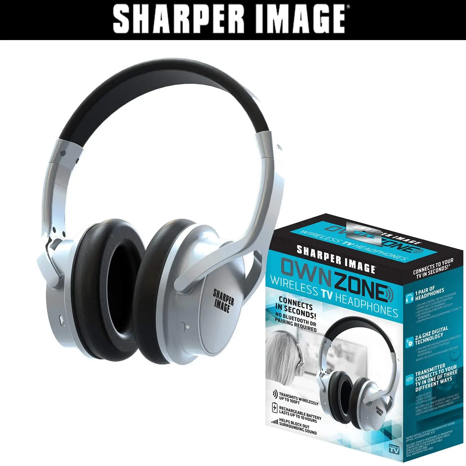 own zone wireless tv headphones by sharper image