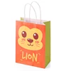 Wholesale Lion style mini folding cute kraft white paper bags for clothes shopping packaging