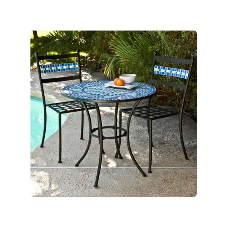 Outdoor New 3-piece Aqua Blue Mosaic Tiles Patio Furniture Bistro Set