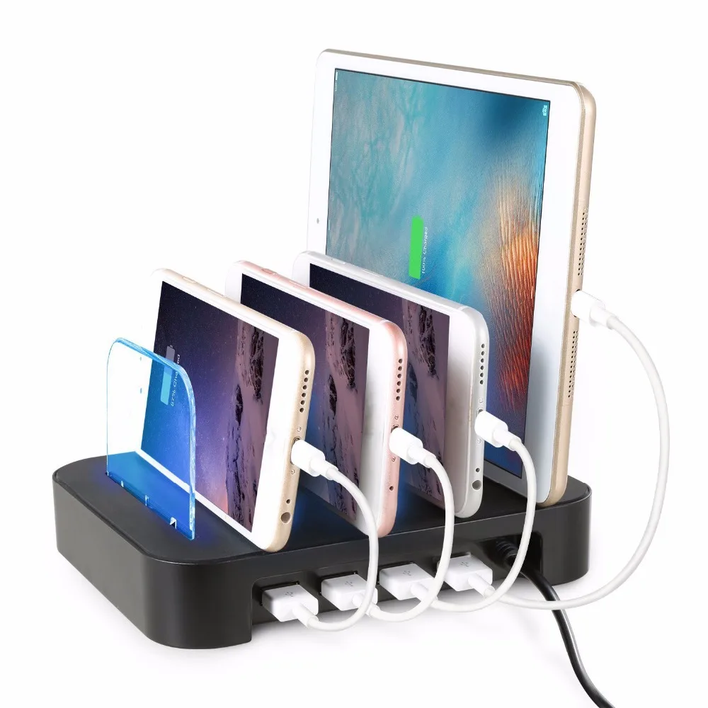 

Multi-function smart Mobile Phone Charging Station Multi Phone Charger, Black/golden