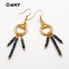 WT-E431 Populated handmade crystal beads tassel earrings, women fashion faceted crystal beads dangle tassel earrings