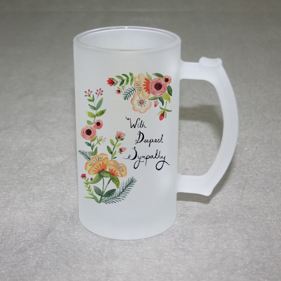 Wholesale Sublimation 16oz Frosted Glass Tea Mug Blank Glass Beer Cup