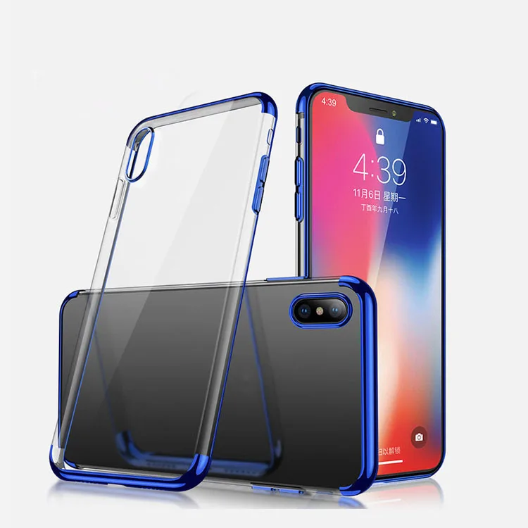 Electroplating soft TPU Phone Case for iPhone XS MAX Clear Transparent Ultra Thin Slim Flexible Back Cover for Apple 6.5 inch