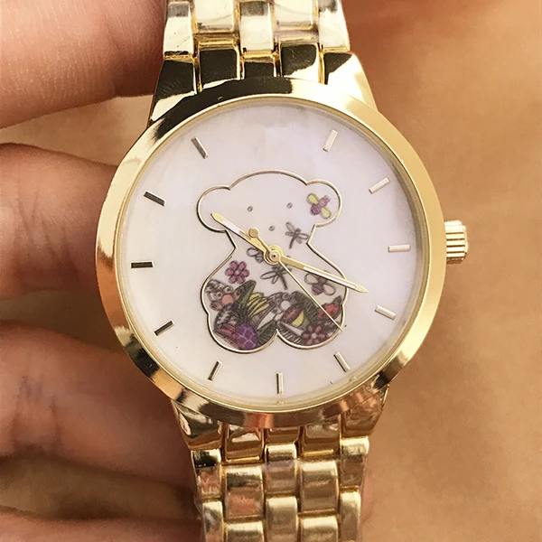 Hot sale Casual Bear Dial Stainless Steel Strap Quartz Wrist Watches Unisex