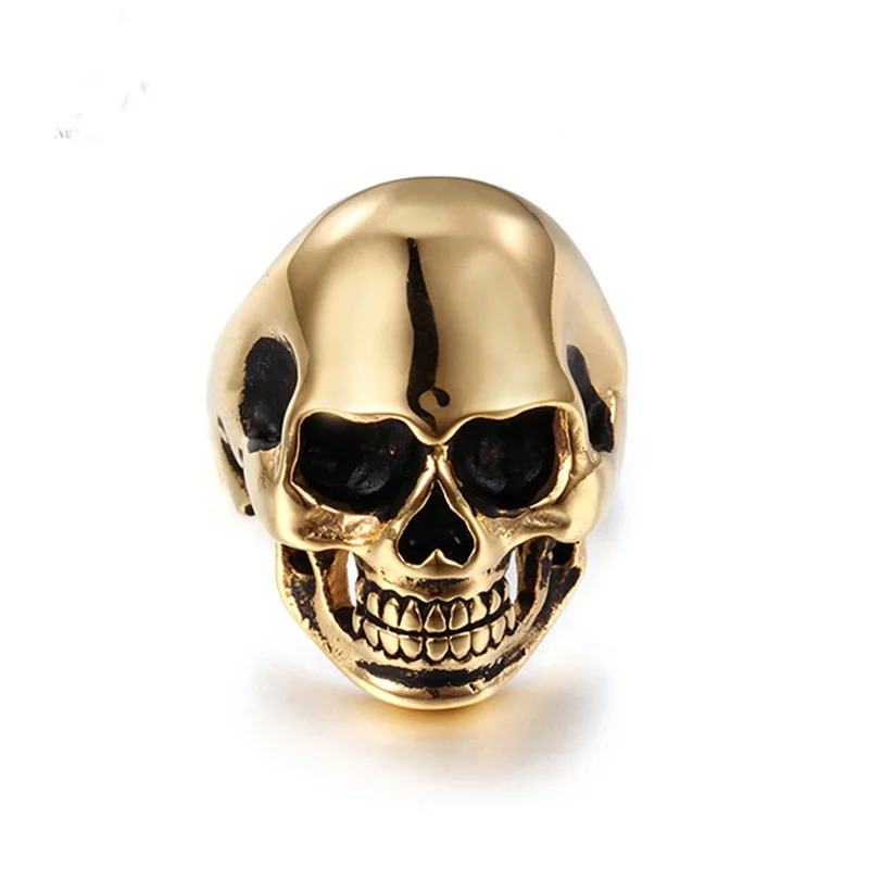 

Fashion Design 316L Stainless Steel Skull Ring 18k Gold Plated Jewelry, Gold, silver