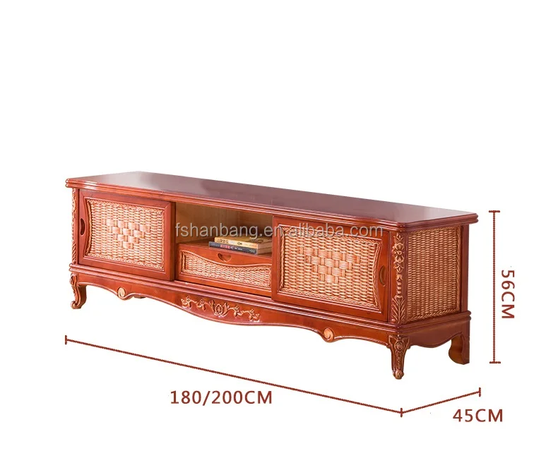 Classic Conservatory Hand Carved Living Room Furniture Cane Wood Led Tv