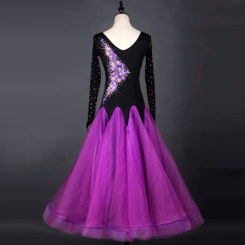 2017 New Black And Purple Standard Group Ballroom Dance Dresses ...