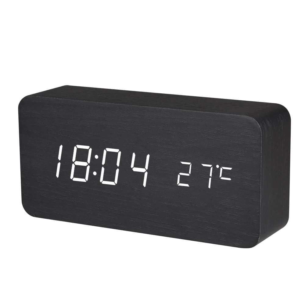 BALDR Wooden Digital Alarm Clock with Temperature Display Desk Clock Home Decorative  Thermometer