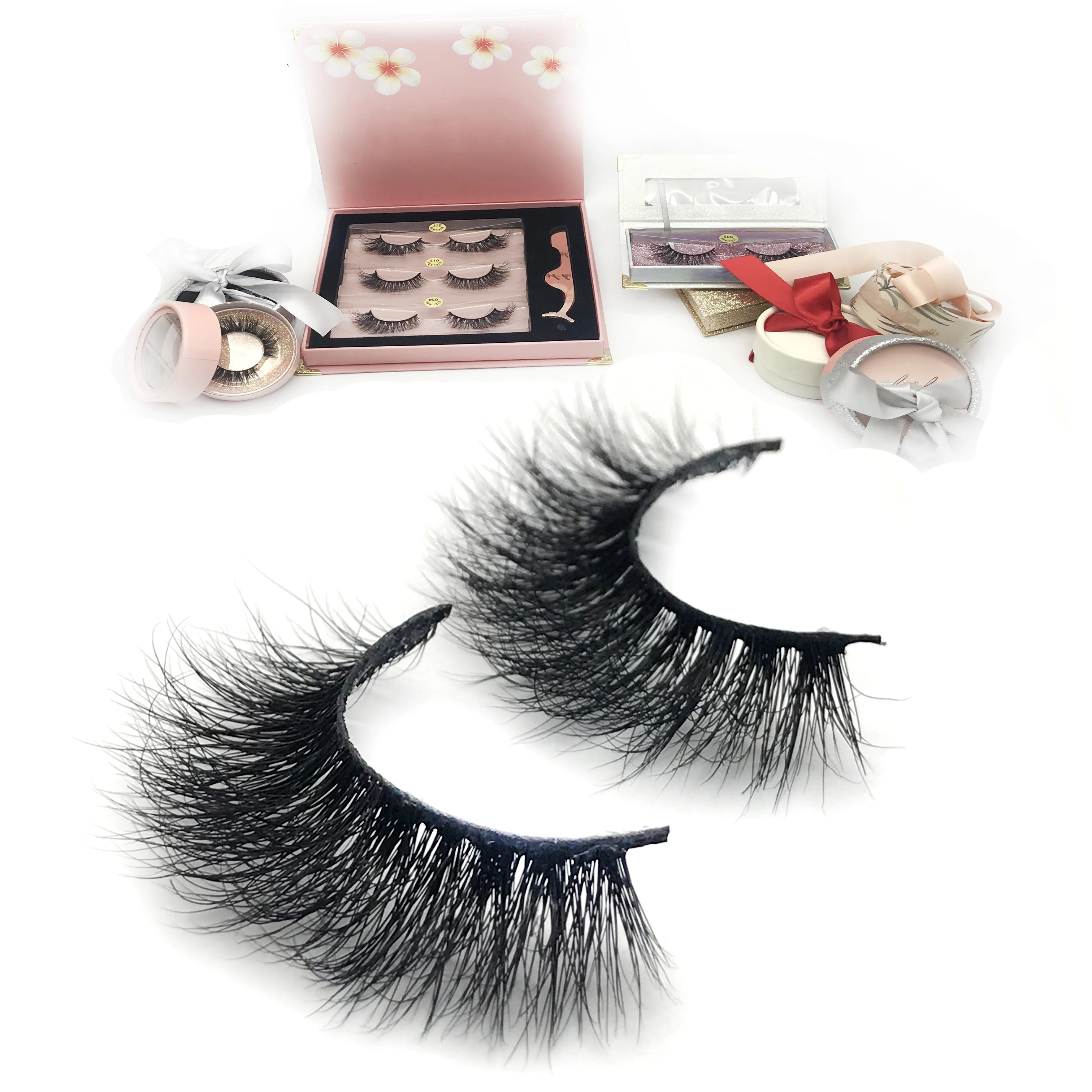 

3D mink fur strip lashes custom lashes packaging top selling eyelash 3D mink eyelashes, Natural black