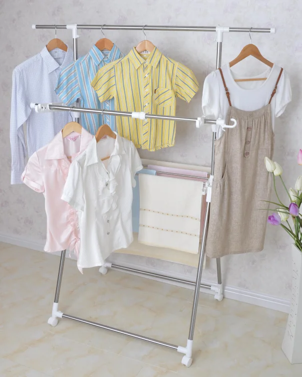 
adjustable stainless steel multi faction folding clothes hanger rack 