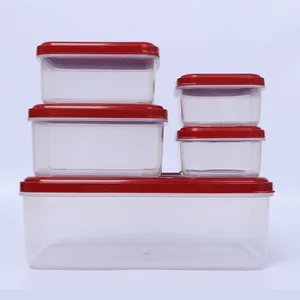 LULA PP material 5 piece set portable plastic fruit rectangular keeping fresh box LEAKPROOF clear food storage container set