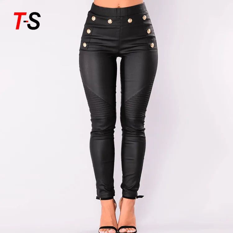 

High Elastic Slim Waterproof Women'S Pant Sexy Tight Pu Leather Pants, Customized color