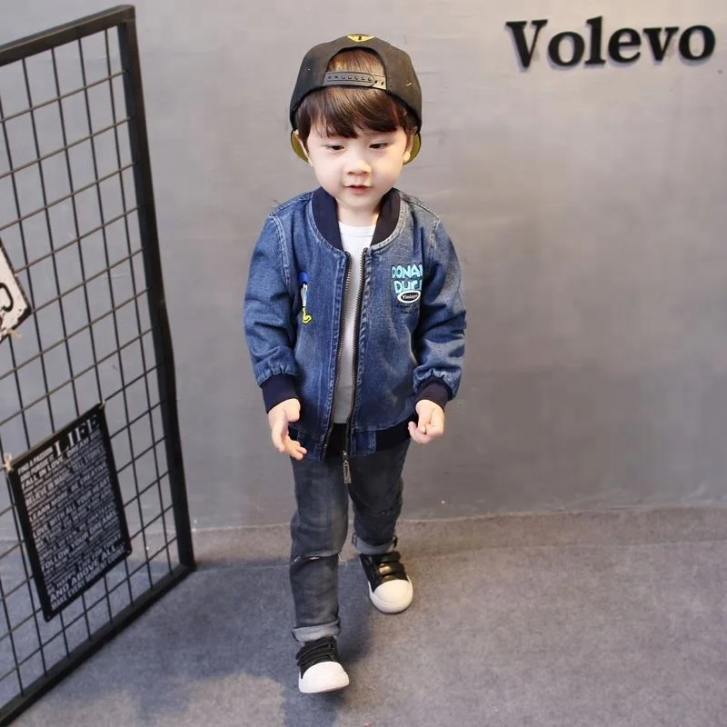 

2018 High Quality Autumn Children Boys Latest Clothes Casual Fashion Baby New Design long sleeve cowboy jacket, Blue