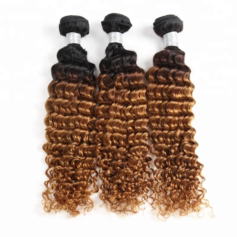 

Hair Products for Black Woman Dropship Brazilian Deep Curly Ombre Human Hair Weave 1b 4 30