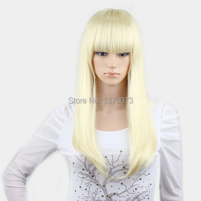 platinum blonde wig with bangs