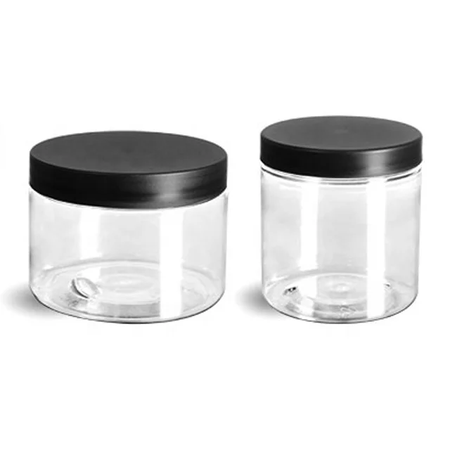 6 oz Clear Pet Plastic Straight Sided Jars - Clear BPA Free 70-400