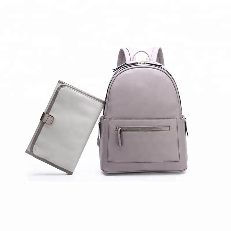 

Two Colors Are Available PU Leather Baby Travel Diaper Backpack, As show