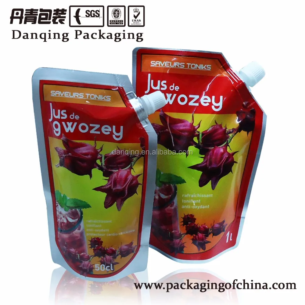Custom printing yogurt foil packaging  2 Liter Stand up pouch with spout for sauce