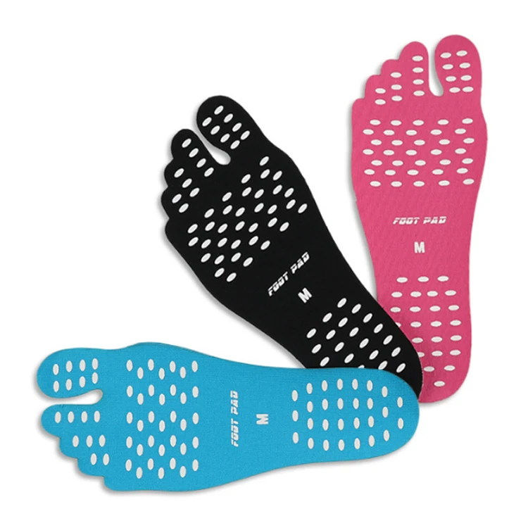 

Summer Full Length Good Feet Barefoot Sticky Beach Insole Adhesive Nakefit Insoles, Black,red,blue