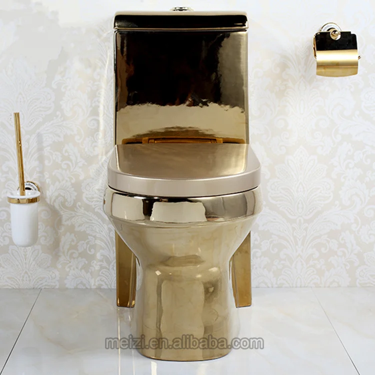Western style luxury golden ceramic color toilet