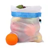 White Premium Polyester Produce Black Rope Reusable Mesh Kitchen Fruits Food Storage Bags