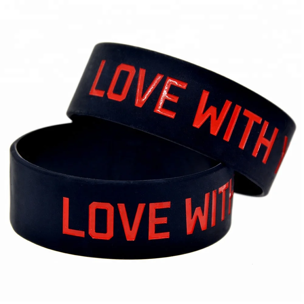 

25PCS 1 Inch Wide Hollyn Love with Your Life Silicone Wristband Music Gift, Black