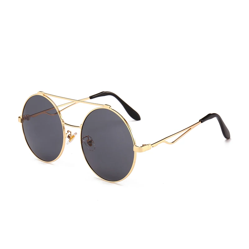 

22633 Superhot Eyewear Round Gold Metal Alloy Frame Big Size Coating lens Unisex Sunglasses