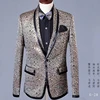 Sparkly Golden 2019 Costume Homme Tuxedo Suits Stage Singer Evening Sequins Suit