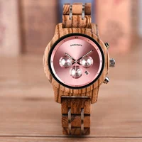 

2019 DODO DEER Drop Shopping Auto Date Women Handmade Natural Wooden Watches OEM with Pink Dial