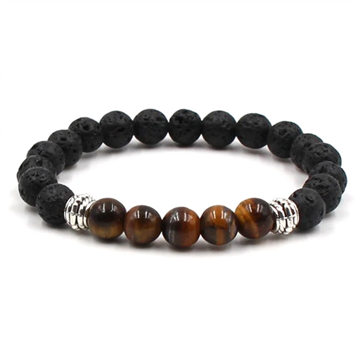 

8mm Lava Stone Beads Bracelet Men Strand Bracelets For Handmade Jewelry Charm Bracelet (KB8051), As picture