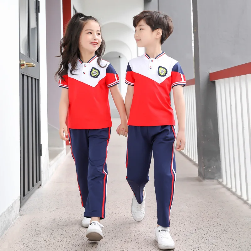 

2019 new style customize promotion summer school performance sport short cool red teachers uniform