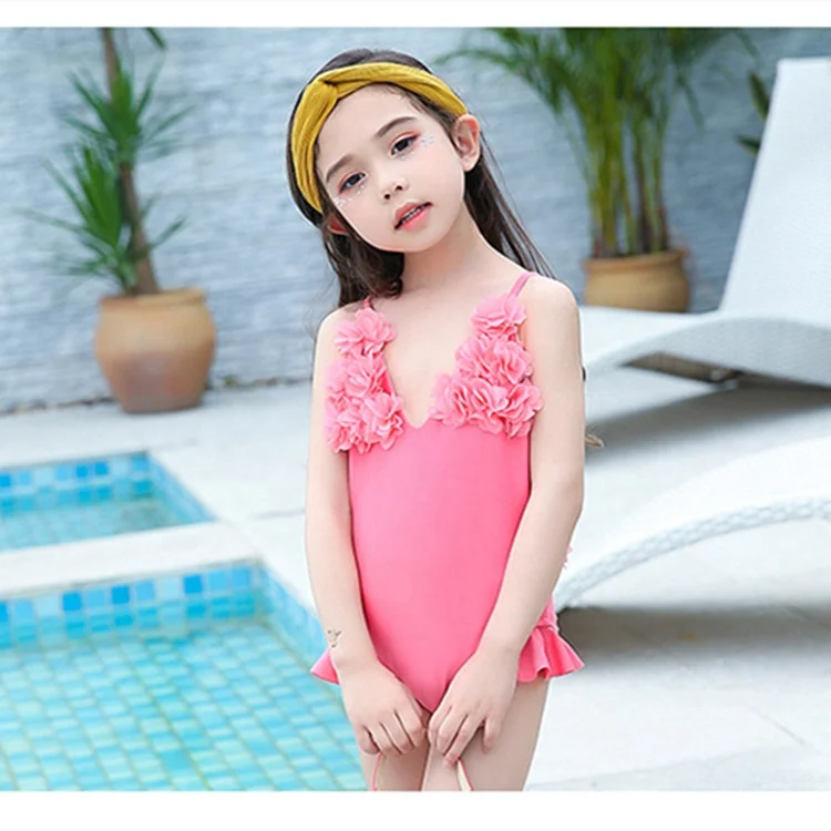 

2022 Customized children pink one pice swimwear