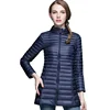 Fashion Outdoor Windbreaker Winter Light Weight Stand Collar Long Duck Down Jacket For Women
