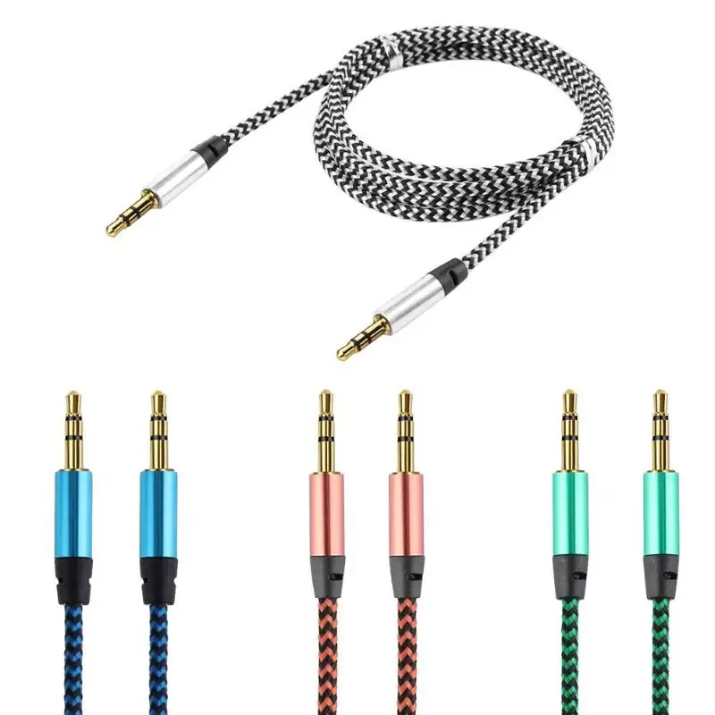 

1m/3.28ft 3.5mm Male to Male Jack Auto Car Audio Cable Gold-Plated Plug Braid Wire For Mobile Phone /MP3 Or Car AUX Audio Line