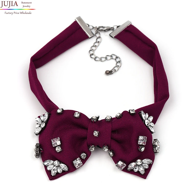 

Wholesale Choker Necklaces With Crystal Collar necklace with Bowknot, Picture