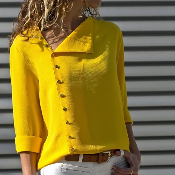 

SP2281A 2018 Autumn Hottest Sell Ladies Button Shirts Work Wear Long Sleeve Women Blusa, As photos